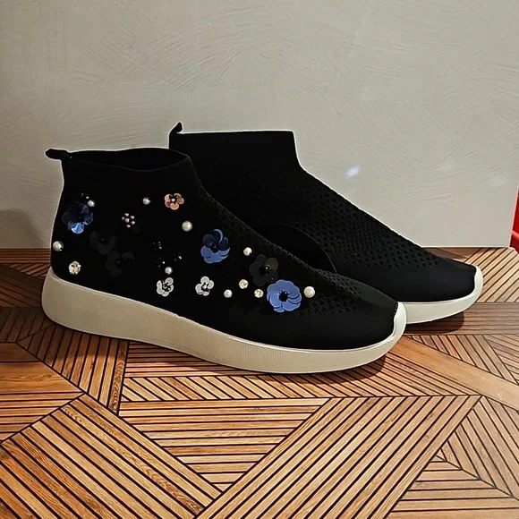 Zara Woman sequin beaded rhinestone embellished shoes sz.9.5 slip on NWOT - Picture 3 of 11